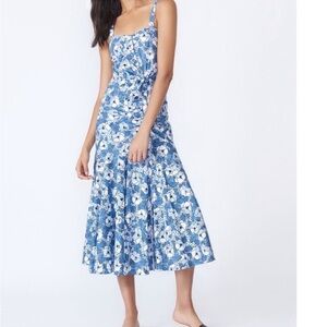 Veronica Beard Blue & White Floral Midi Sundress